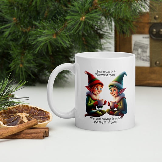 Elves White glossy mug