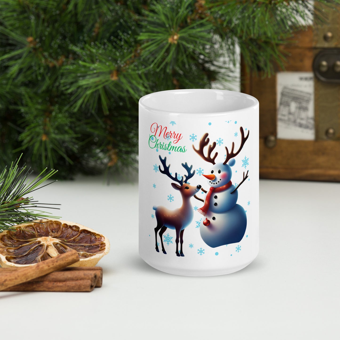 Snowman White glossy mug