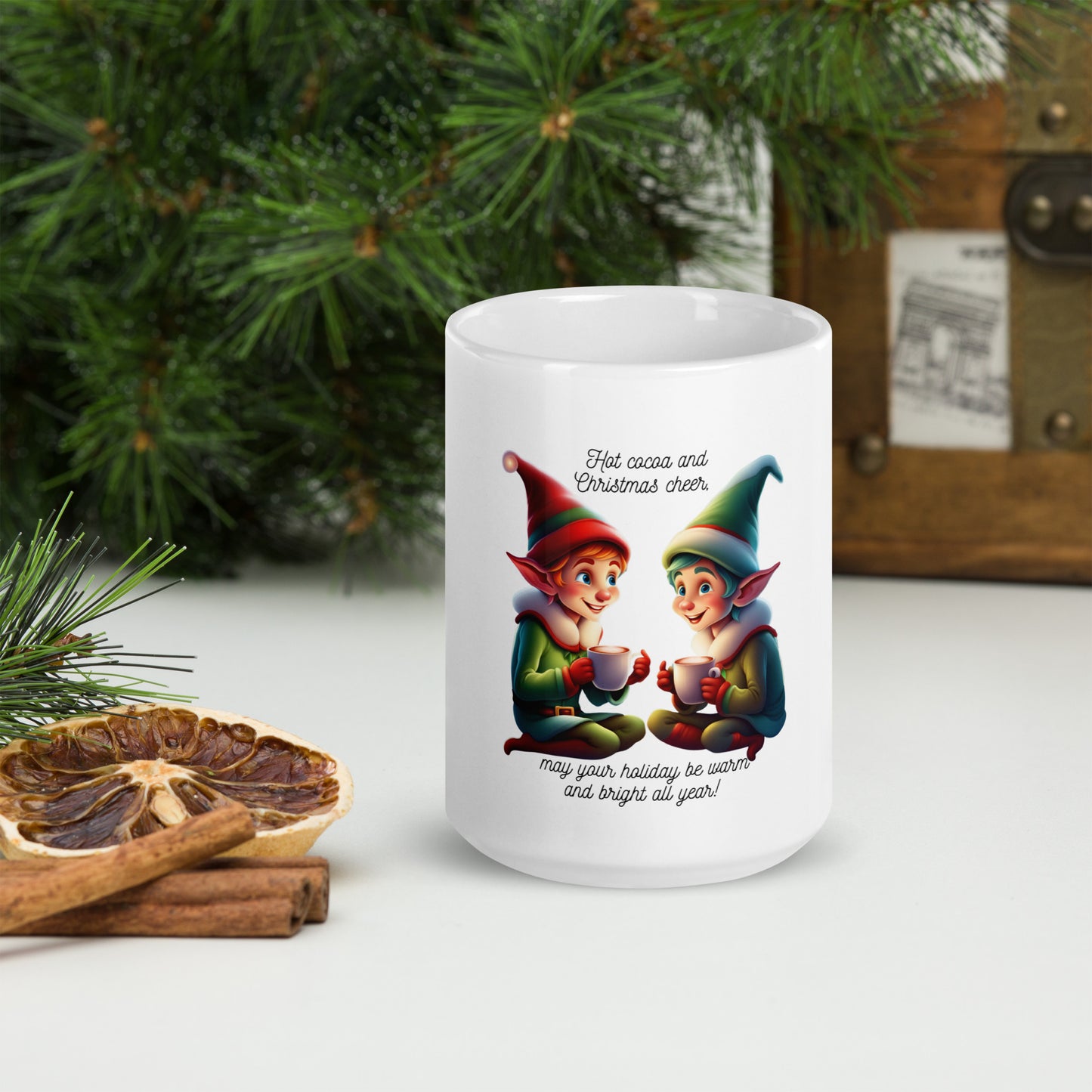 Elves White glossy mug