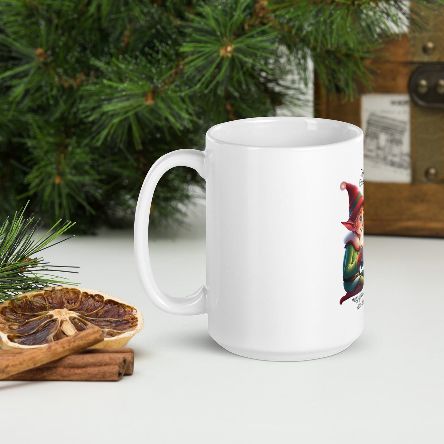 Elves White glossy mug