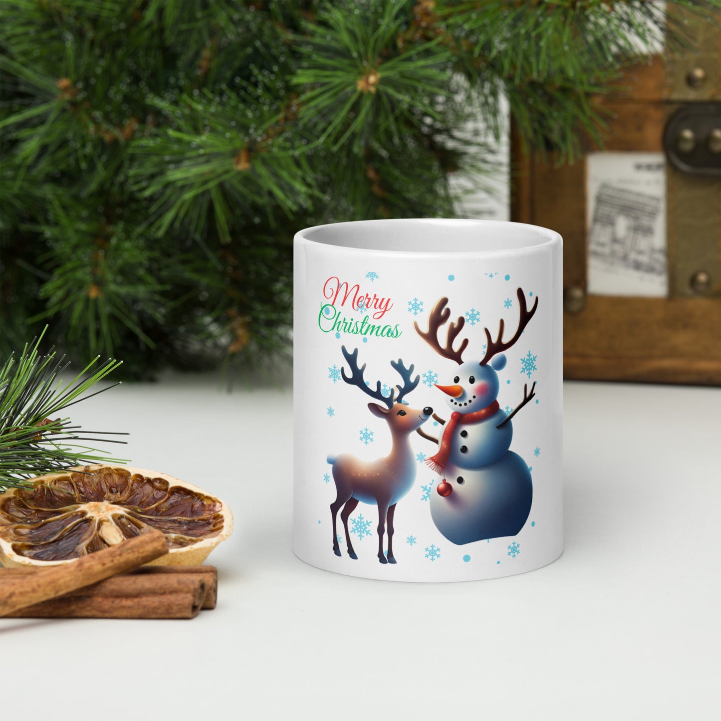 Snowman White glossy mug