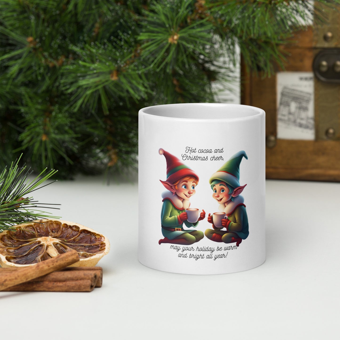 Elves White glossy mug